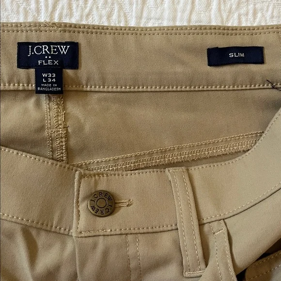 NWOT J. Crew 5-pocket Flex Slim Tech Pants in navy blue & khaki tan, size 33x34 - Picture 9 of 10